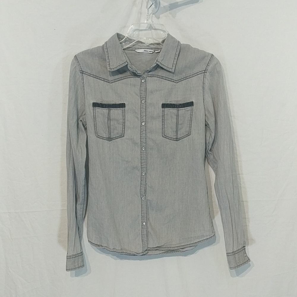 Tally Weijl Snap Button-Down Long-Sleeve Shirt S !